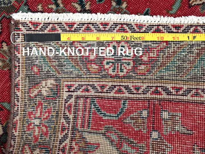 2'7" x 12'5" Vintage Hand Knotted Red Wool Runner Oriental Rug - MOA1022157