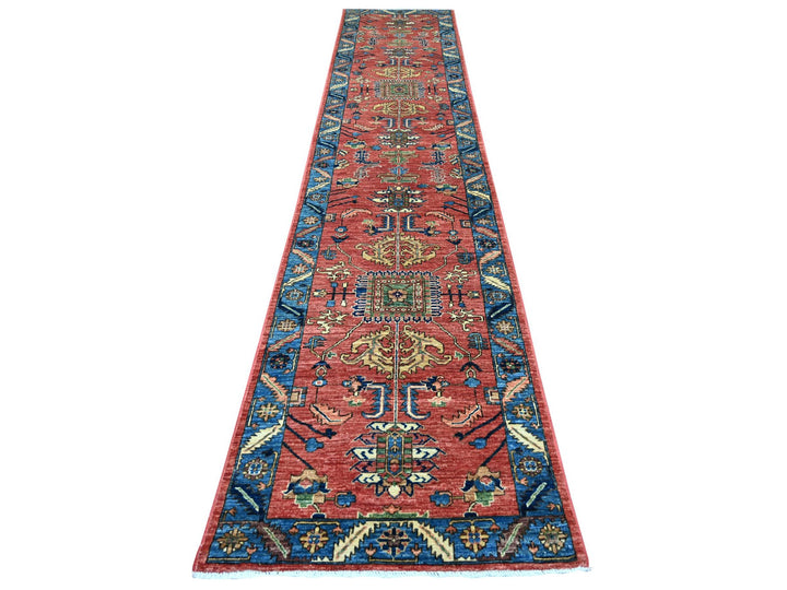 3'0" x 15'5" New Hand Knotted Red Wool Runner Oriental Rug - MOA10221580