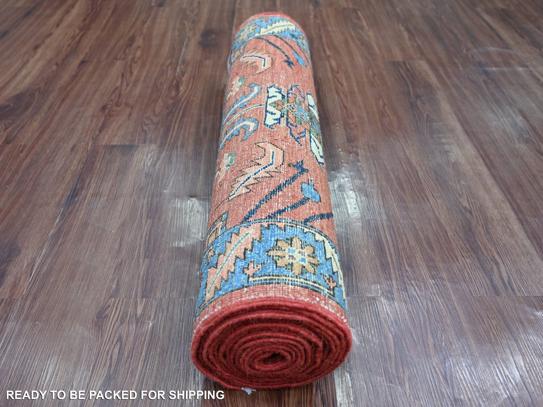 3'0" x 15'5" New Hand Knotted Red Wool Runner Oriental Rug - MOA10221580