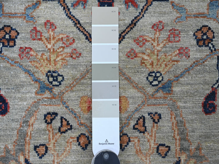 2'7" x 11'7" New Hand Knotted Grey Wool Runner Oriental Rug - MOA10221581