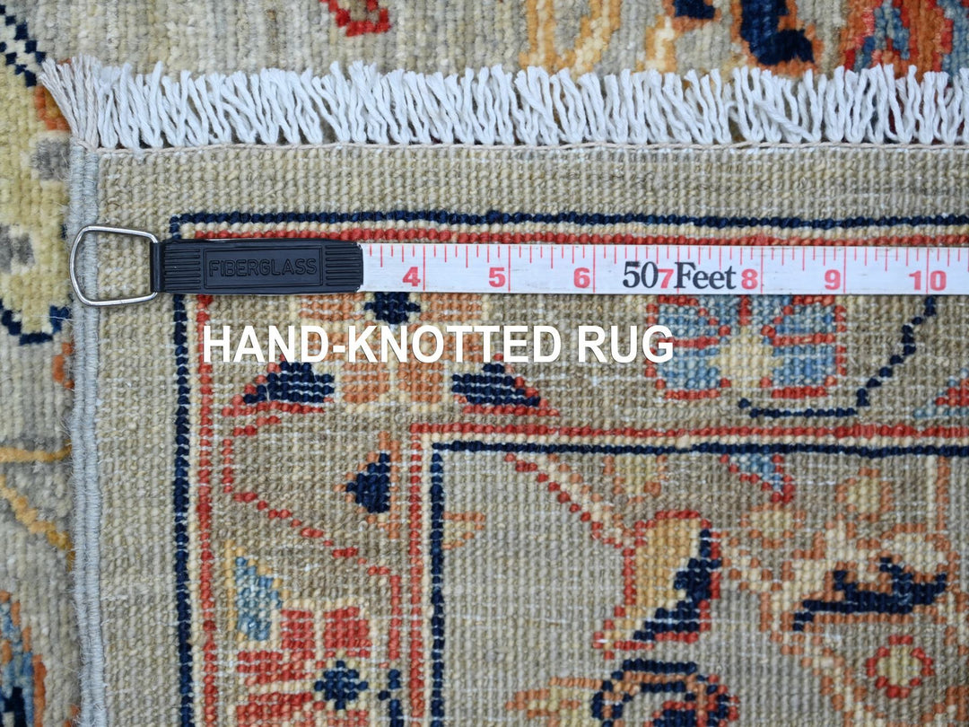 2'7" x 11'7" New Hand Knotted Grey Wool Runner Oriental Rug - MOA10221581