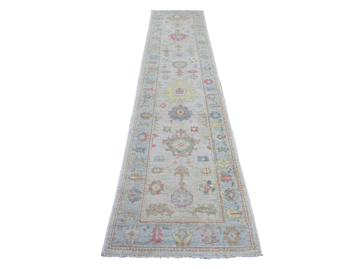 2'7" x 11'11" New Hand Knotted Grey Wool Runner Oriental Rug - MOA10221584