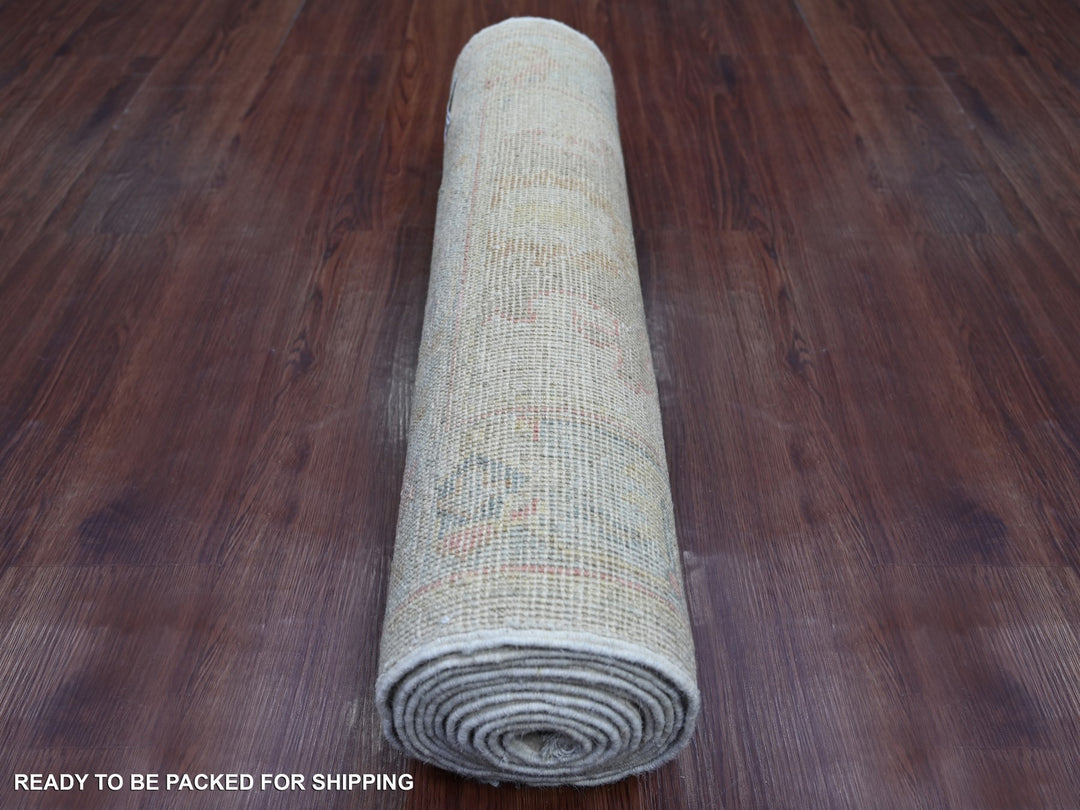 2'7" x 11'11" New Hand Knotted Grey Wool Runner Oriental Rug - MOA10221584