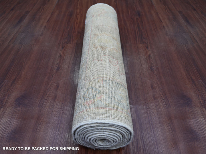 2'7" x 11'11" New Hand Knotted Grey Wool Runner Oriental Rug - MOA10221584