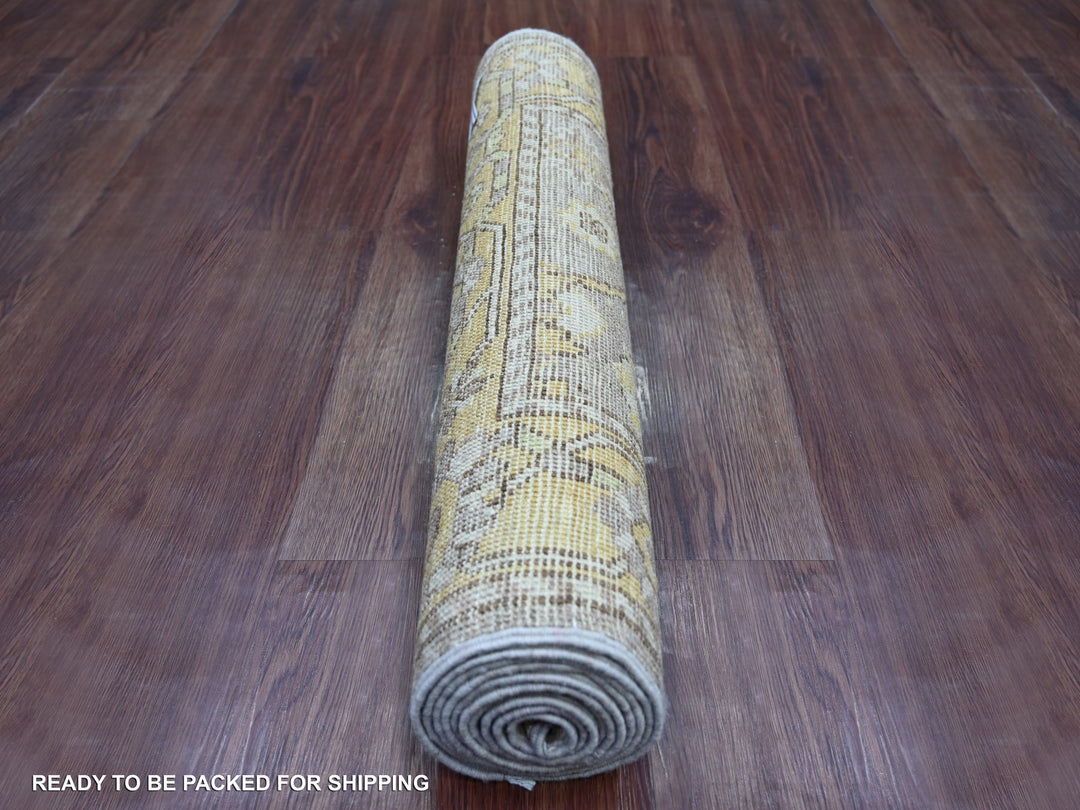 2'9" x 9'7" New Hand Knotted Grey Wool Runner Oriental Rug - MOA10221585