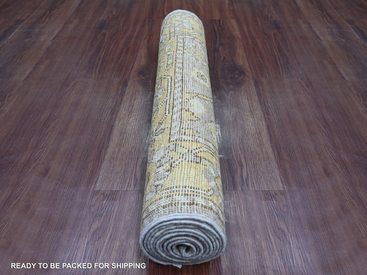 2'9" x 9'7" New Hand Knotted Grey Wool Runner Oriental Rug - MOA10221585