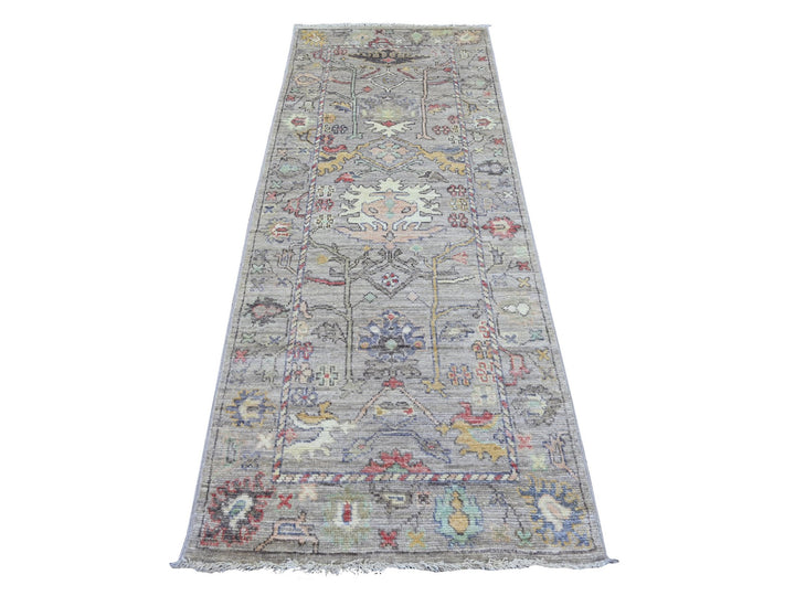 3'0" x 7'7" New Hand Knotted Grey Wool Runner Oriental Rug - MOA10221586