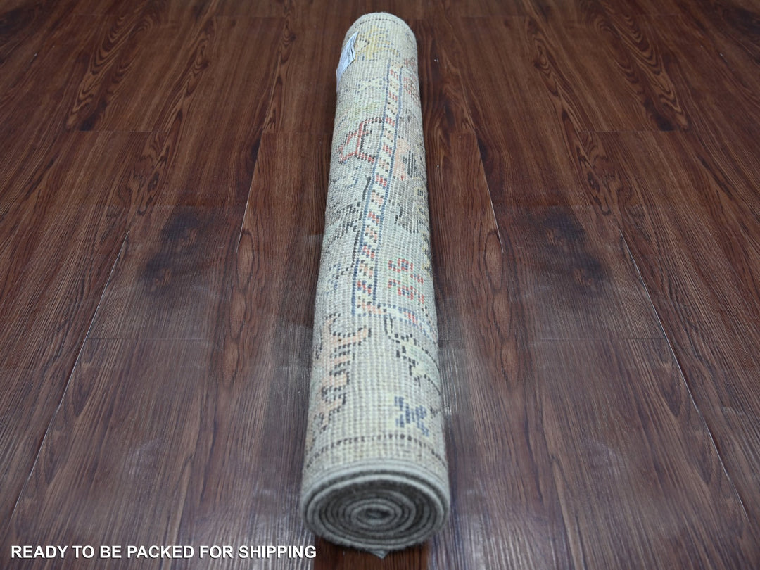 3'0" x 7'7" New Hand Knotted Grey Wool Runner Oriental Rug - MOA10221586