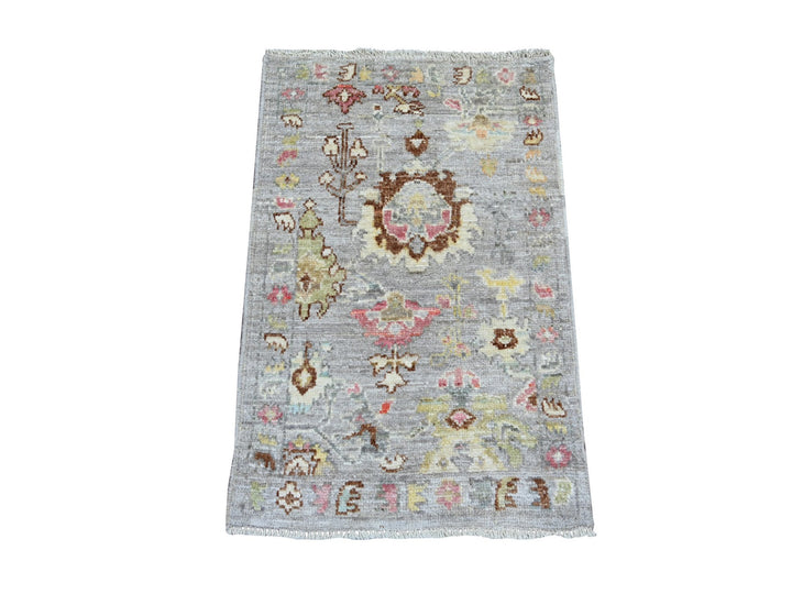 2'0" x 3'0" New Hand Knotted Grey Wool Rectangle Oriental Rug - MOA10221594