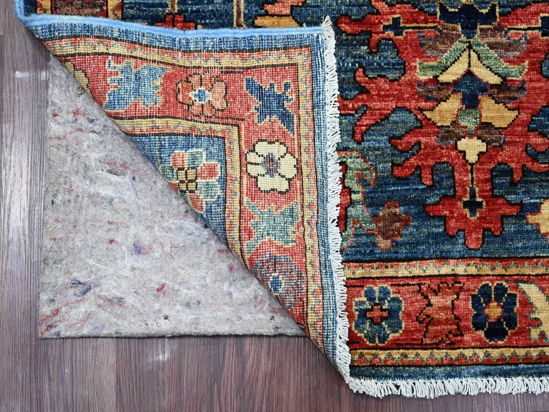 4'0" x 10'0" New Hand Knotted Blue Wool Runner Oriental Rug - MOA10221597
