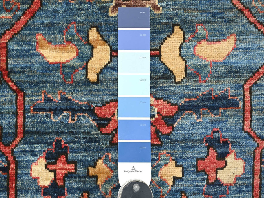 4'0" x 10'0" New Hand Knotted Blue Wool Runner Oriental Rug - MOA10221597