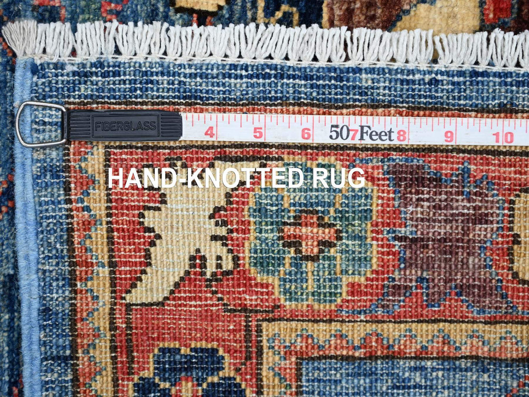 4'0" x 10'0" New Hand Knotted Blue Wool Runner Oriental Rug - MOA10221597