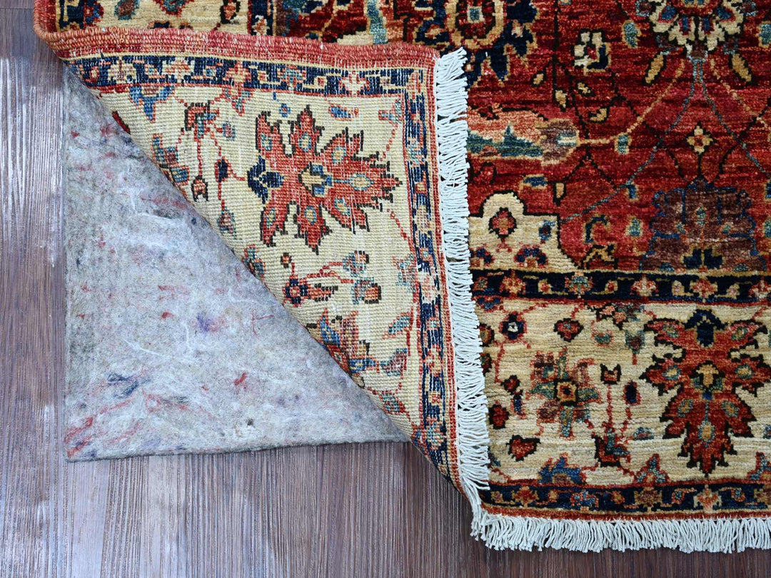 3'11" x 5'10" New Hand Knotted Red Wool Rectangle Oriental Rug - MOA10221598