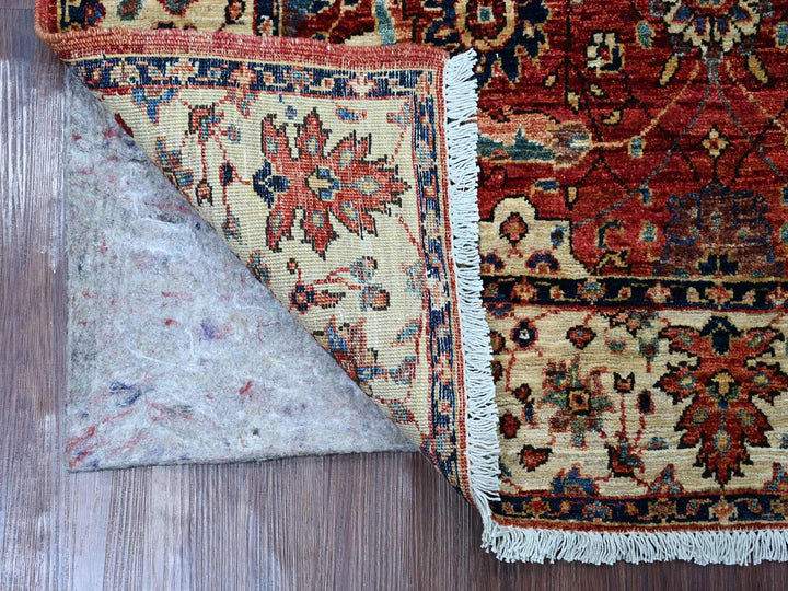 3'11" x 5'10" New Hand Knotted Red Wool Rectangle Oriental Rug - MOA10221598