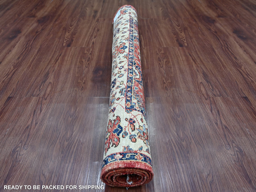3'11" x 5'10" New Hand Knotted Red Wool Rectangle Oriental Rug - MOA10221598