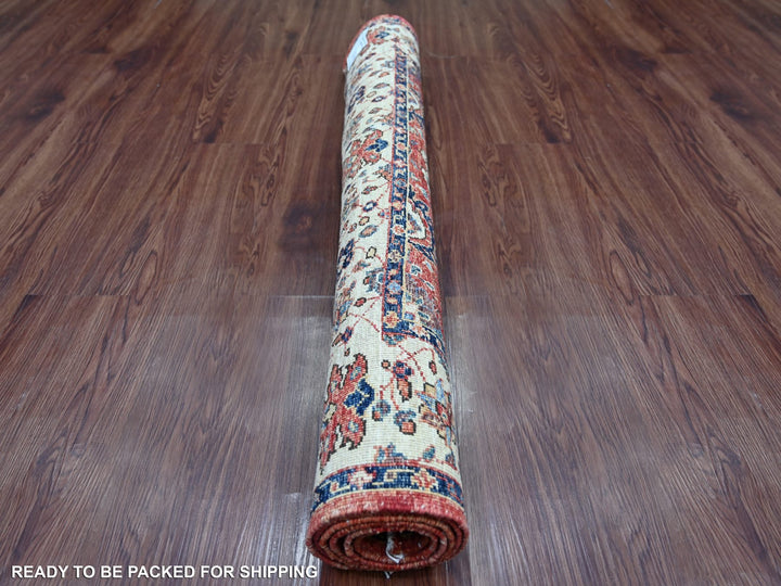 3'11" x 5'10" New Hand Knotted Red Wool Rectangle Oriental Rug - MOA10221598