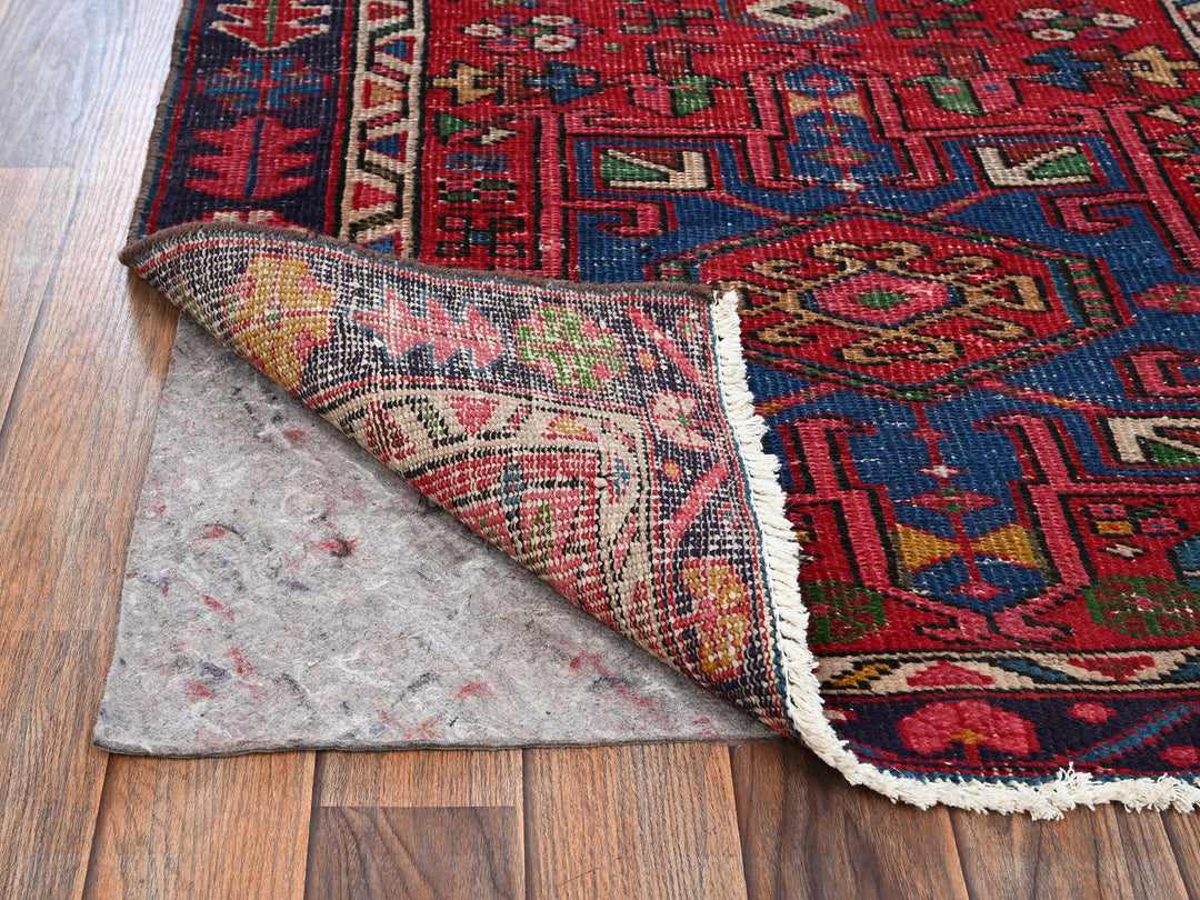 3'1" x 10'5" Vintage Hand Knotted Red Wool Runner Oriental Rug - MOA1022159