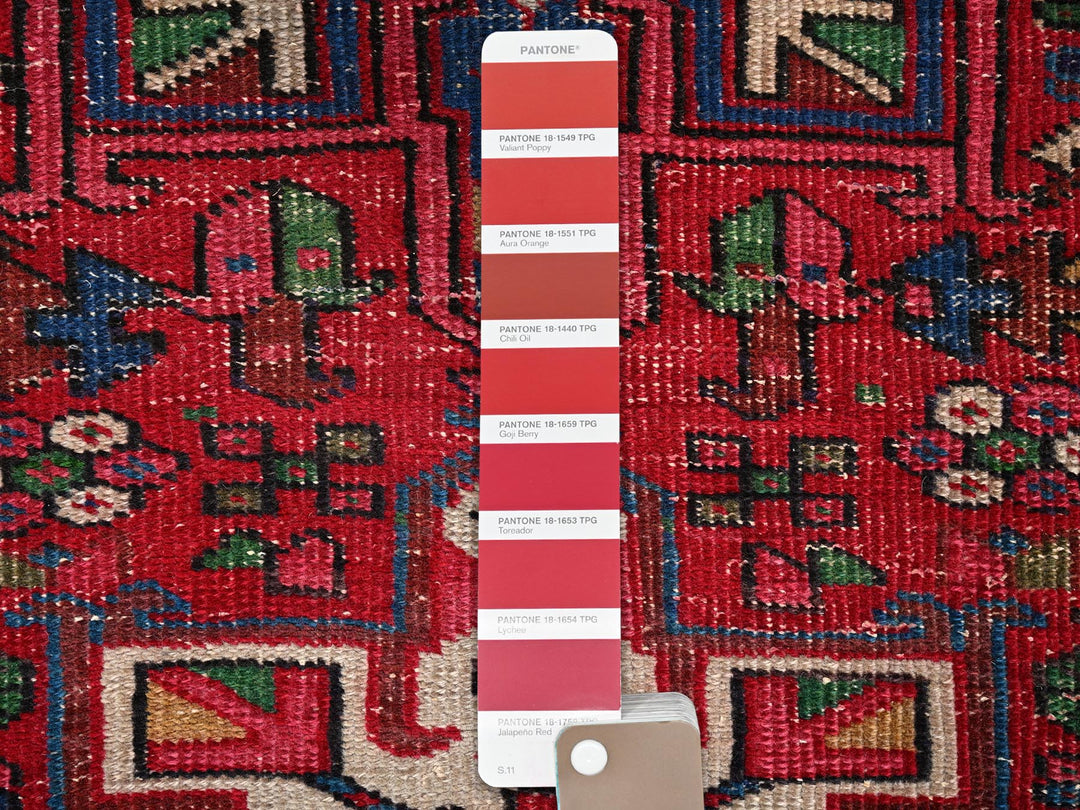 3'1" x 10'5" Vintage Hand Knotted Red Wool Runner Oriental Rug - MOA1022159
