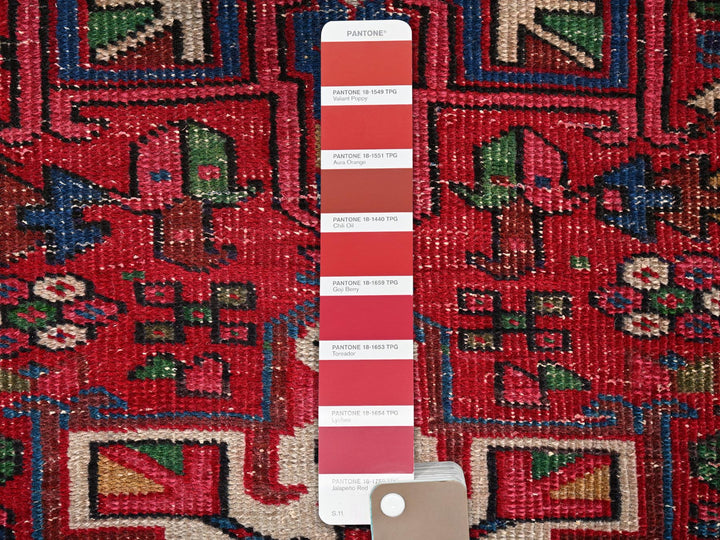 3'1" x 10'5" Vintage Hand Knotted Red Wool Runner Oriental Rug - MOA1022159