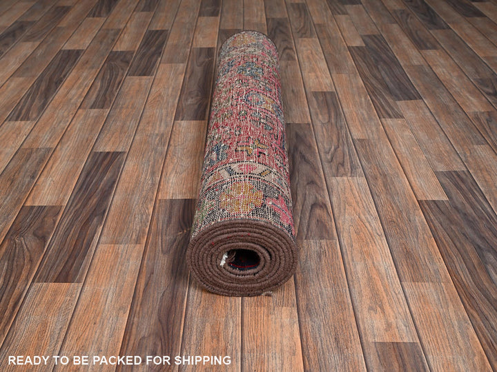 3'1" x 10'5" Vintage Hand Knotted Red Wool Runner Oriental Rug - MOA1022159