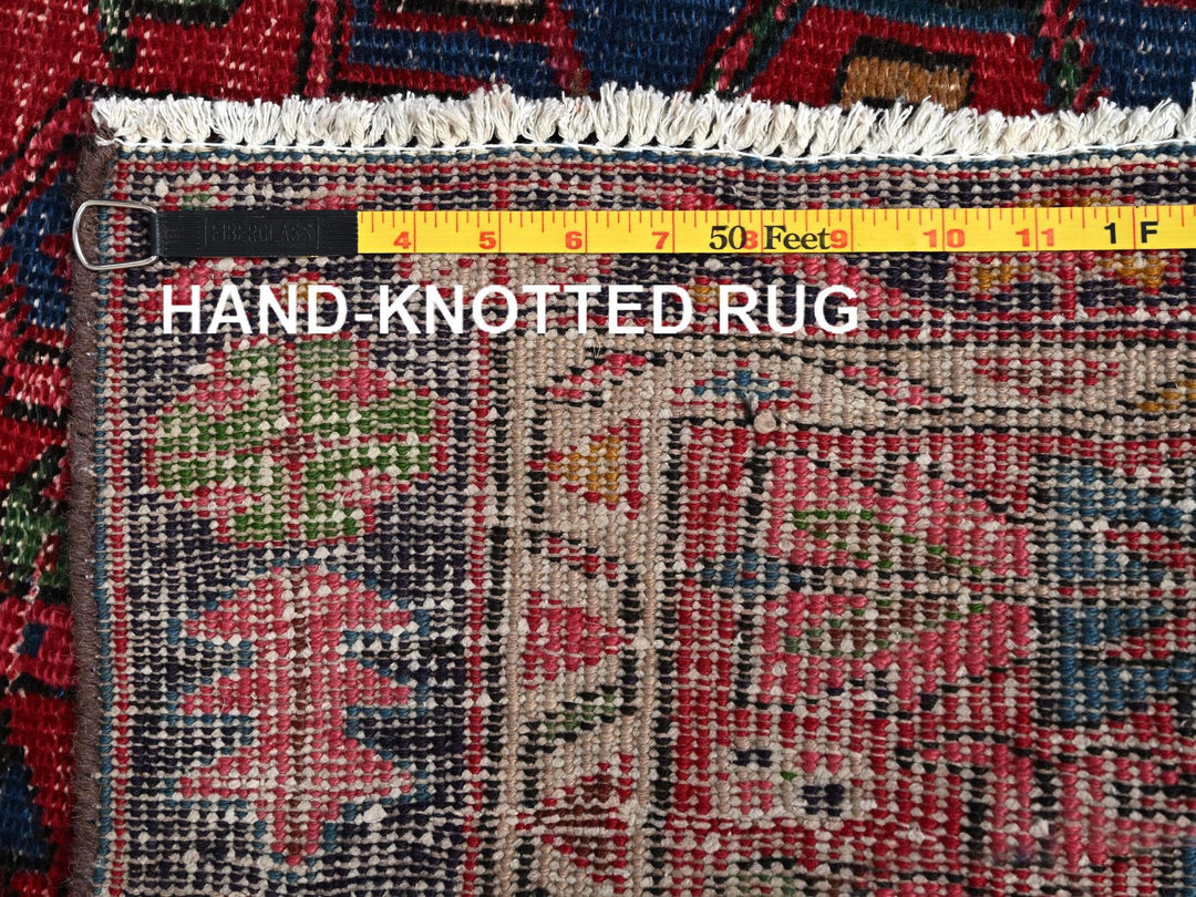 3'1" x 10'5" Vintage Hand Knotted Red Wool Runner Oriental Rug - MOA1022159