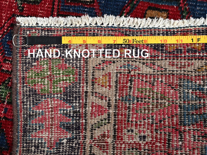 3'1" x 10'5" Vintage Hand Knotted Red Wool Runner Oriental Rug - MOA1022159