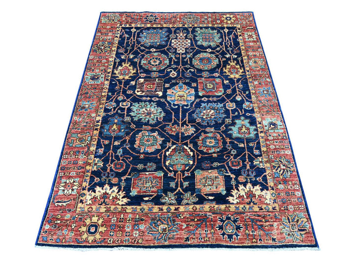 4'4" x 6'1" New Hand Knotted Blue Wool Rectangle Oriental Rug - MOA10221600