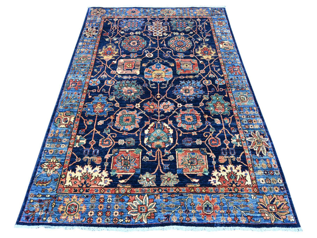 4'9" x 6'11" New Hand Knotted Blue Wool Rectangle Oriental Rug - MOA10221602