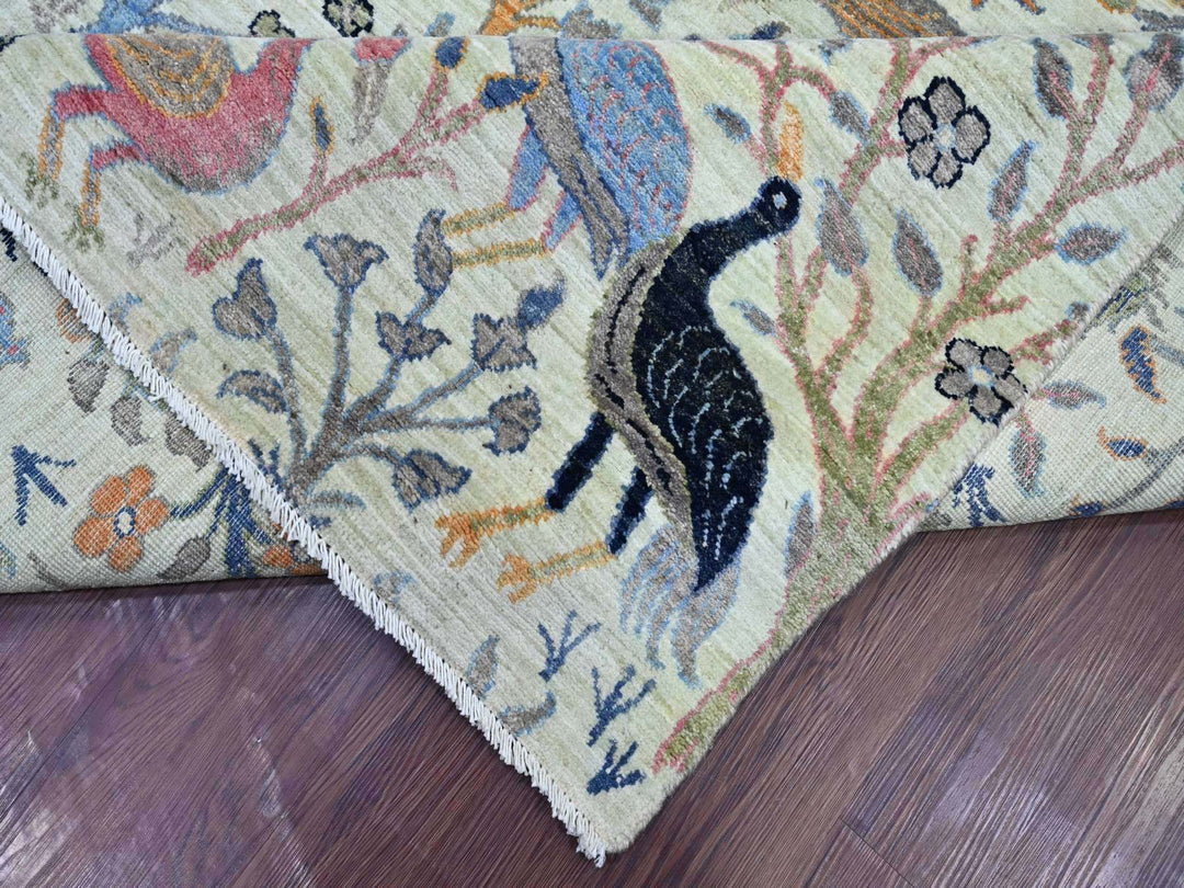 10'2" x 14'2" New Hand Knotted Green Wool Rectangle Oriental Rug - MOA10221604