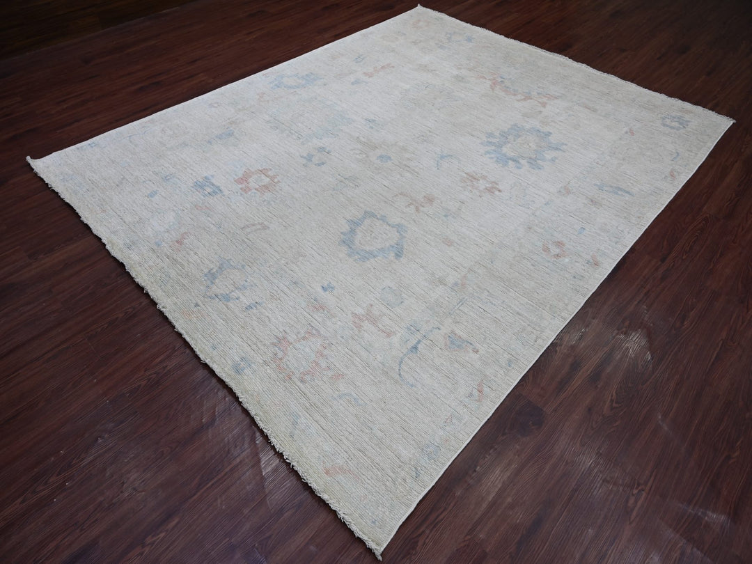 7'8" x 9'7" New Hand Knotted Grey Wool Rectangle Oriental Rug - MOA10221606