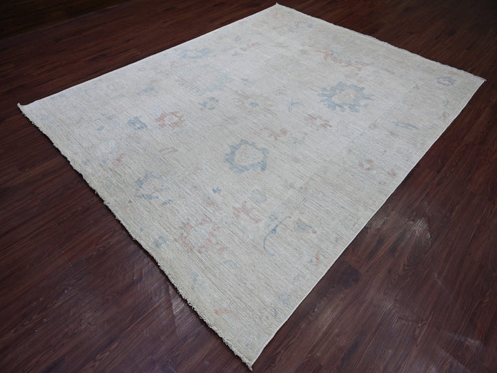 7'8" x 9'7" New Hand Knotted Grey Wool Rectangle Oriental Rug - MOA10221606