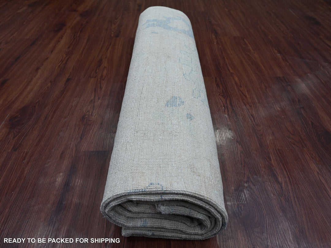 7'8" x 9'7" New Hand Knotted Grey Wool Rectangle Oriental Rug - MOA10221606