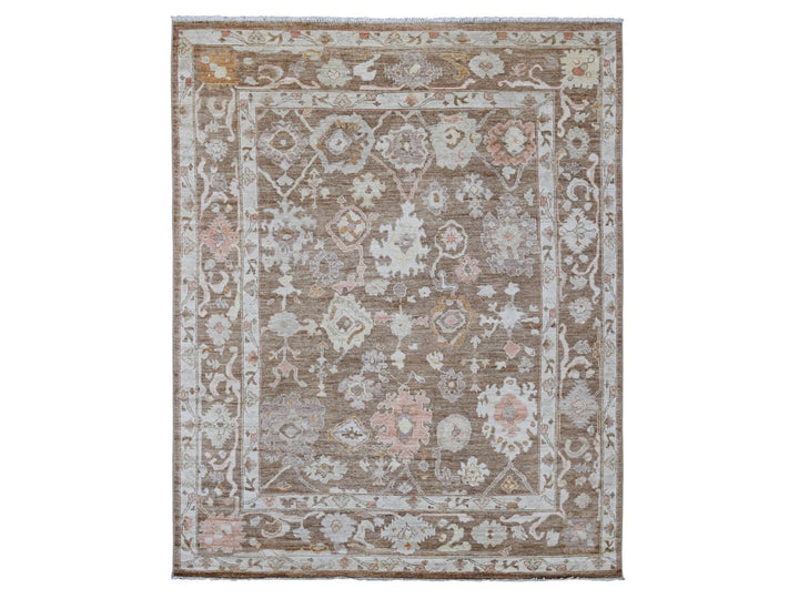 7'8" x 9'9" New Hand Knotted Brown Wool Rectangle Oriental Rug - MOA10221608