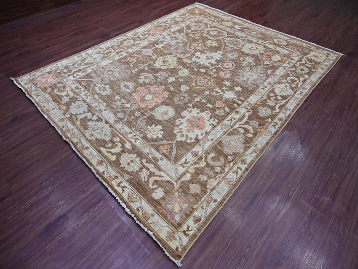 7'8" x 9'9" New Hand Knotted Brown Wool Rectangle Oriental Rug - MOA10221608