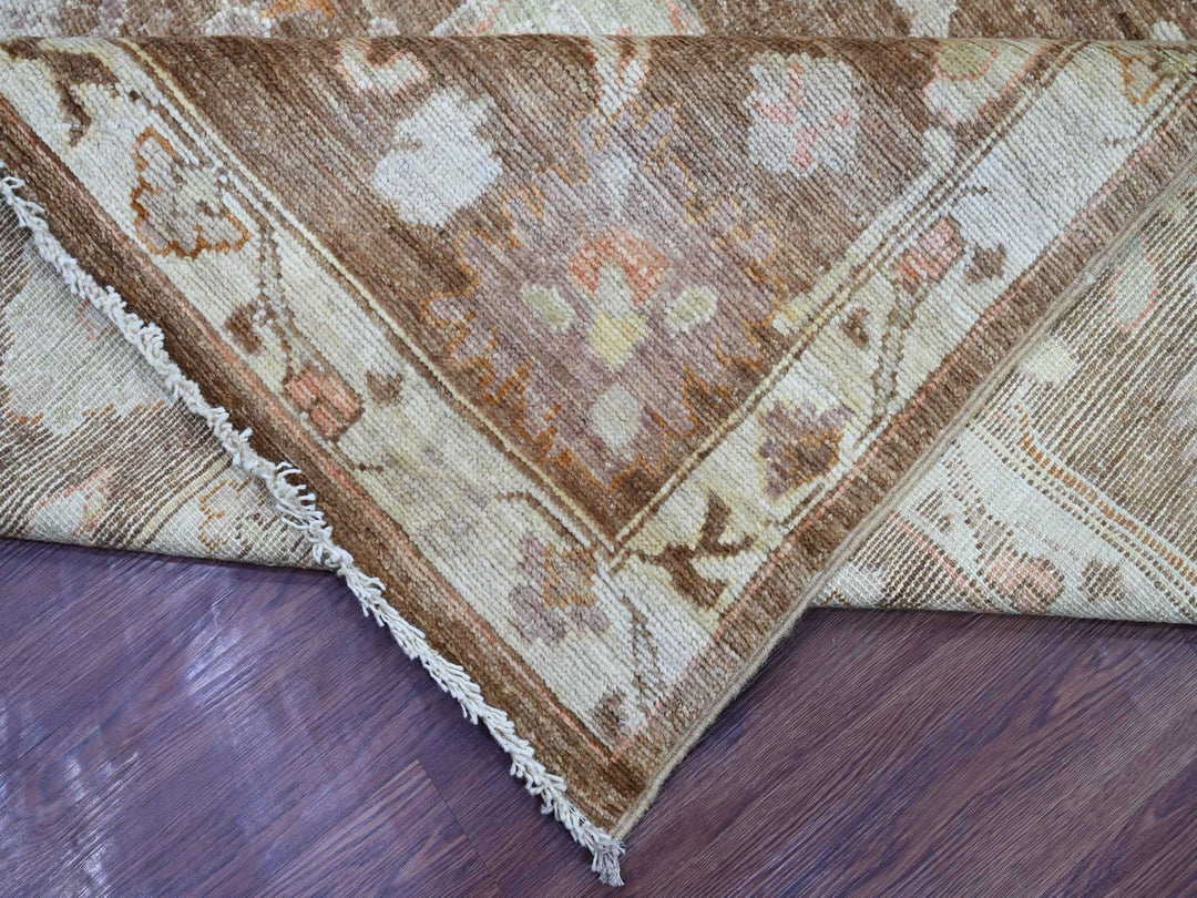 7'8" x 9'9" New Hand Knotted Brown Wool Rectangle Oriental Rug - MOA10221608