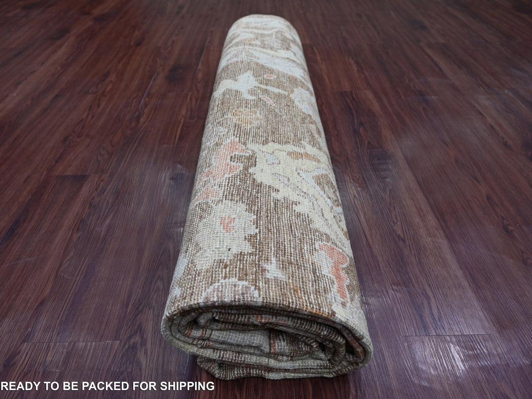 7'8" x 9'9" New Hand Knotted Brown Wool Rectangle Oriental Rug - MOA10221608