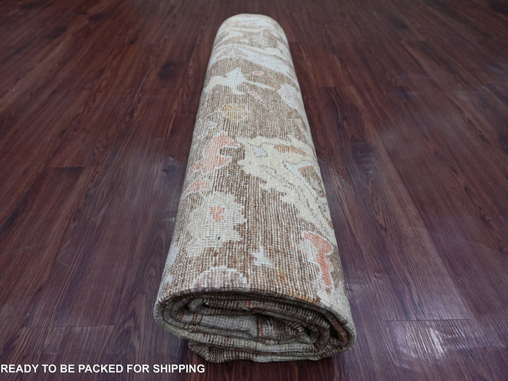 7'8" x 9'9" New Hand Knotted Brown Wool Rectangle Oriental Rug - MOA10221608