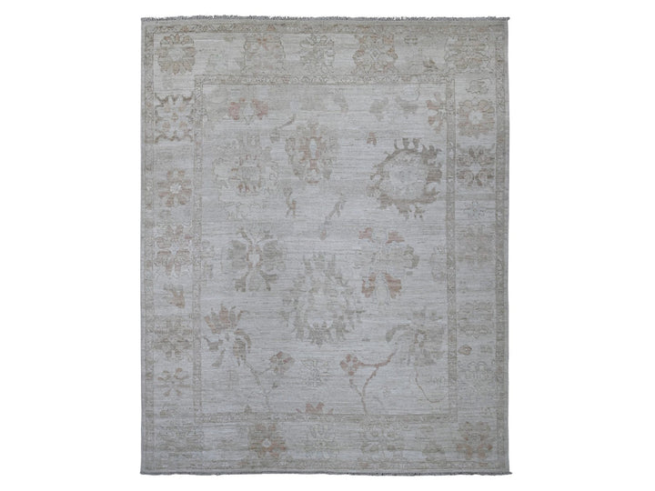 8'0" x 9'10" New Hand Knotted Grey Wool Rectangle Oriental Rug - MOA10221609