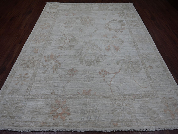 8'0" x 9'10" New Hand Knotted Grey Wool Rectangle Oriental Rug - MOA10221609