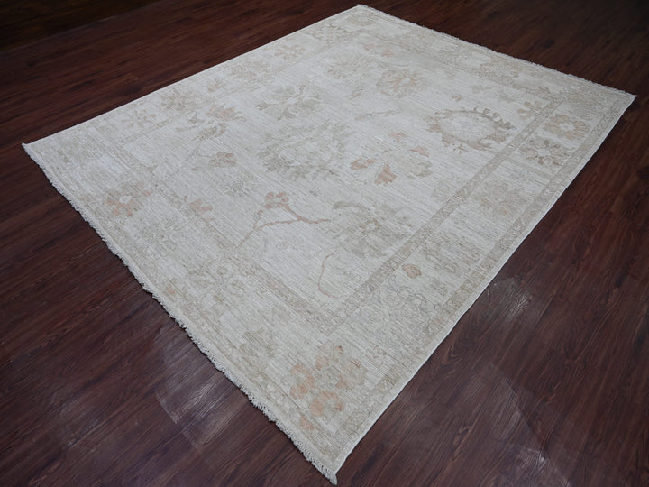 8'0" x 9'10" New Hand Knotted Grey Wool Rectangle Oriental Rug - MOA10221609