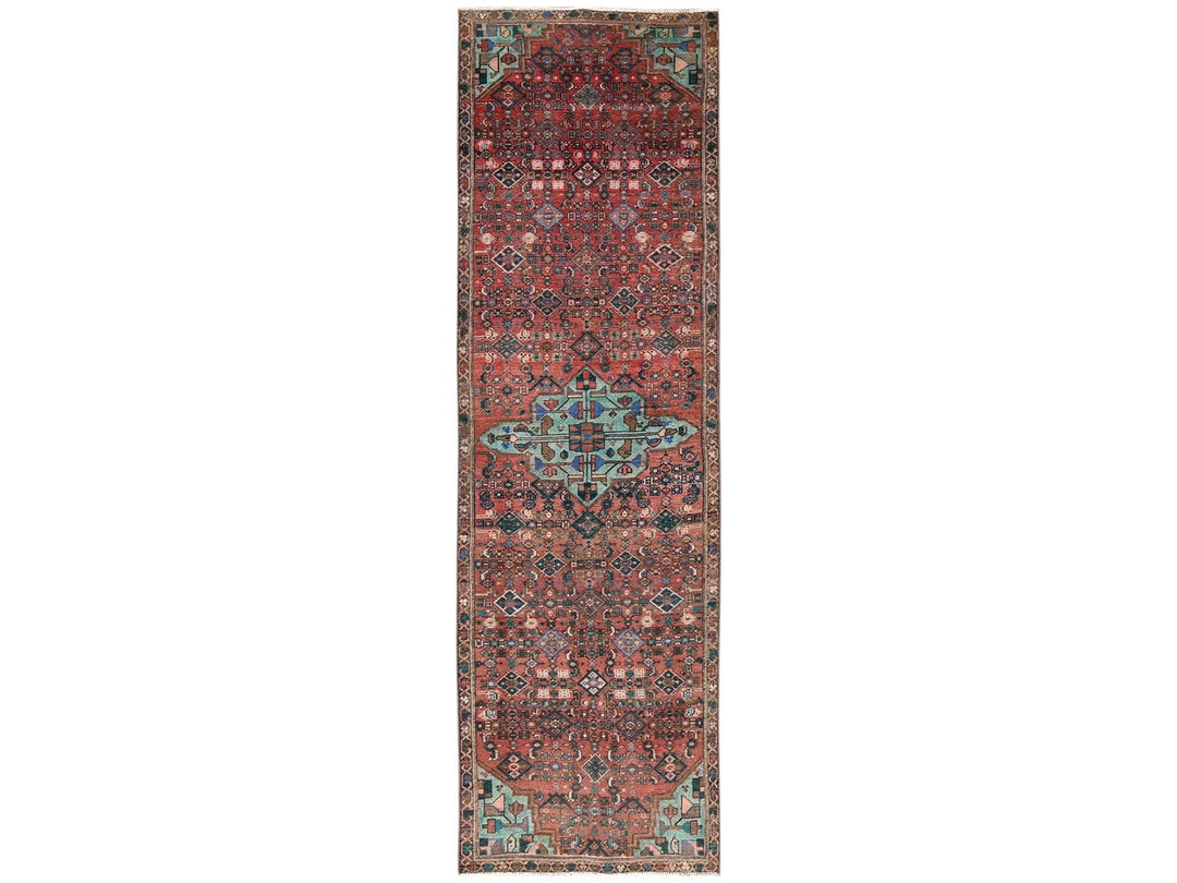 2'7" x 9'2" Vintage Hand Knotted Red Wool Runner Oriental Rug - MOA1022160