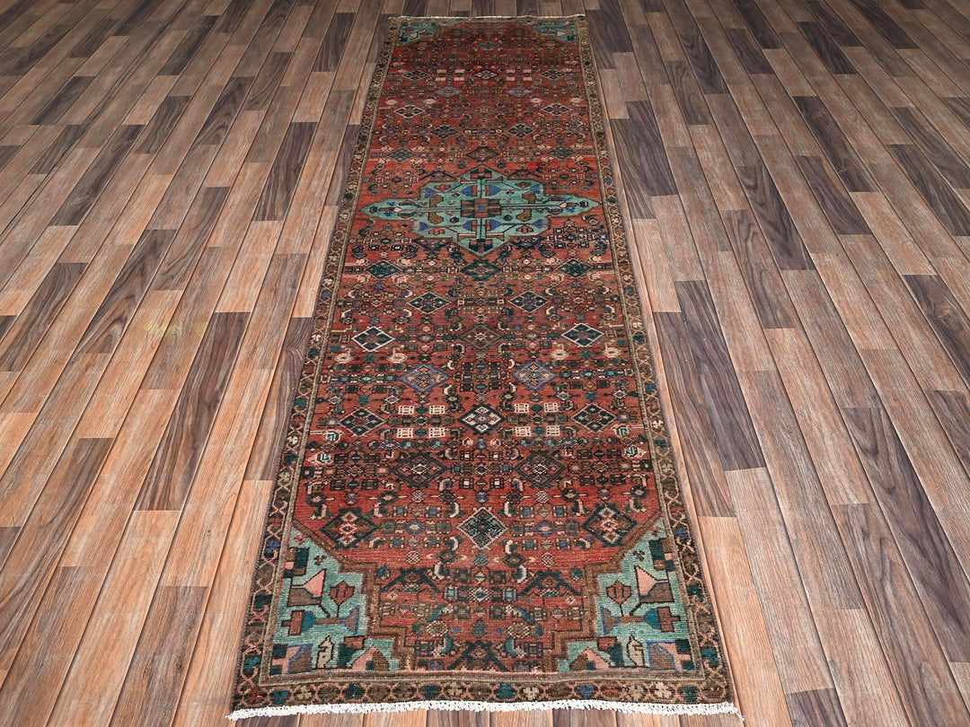 2'7" x 9'2" Vintage Hand Knotted Red Wool Runner Oriental Rug - MOA1022160