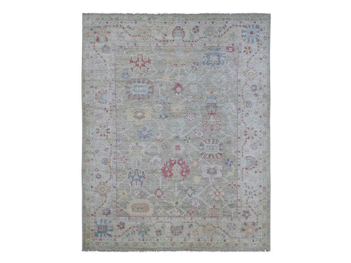 8'0" x 9'10" New Hand Knotted Green Wool Rectangle Oriental Rug - MOA10221610
