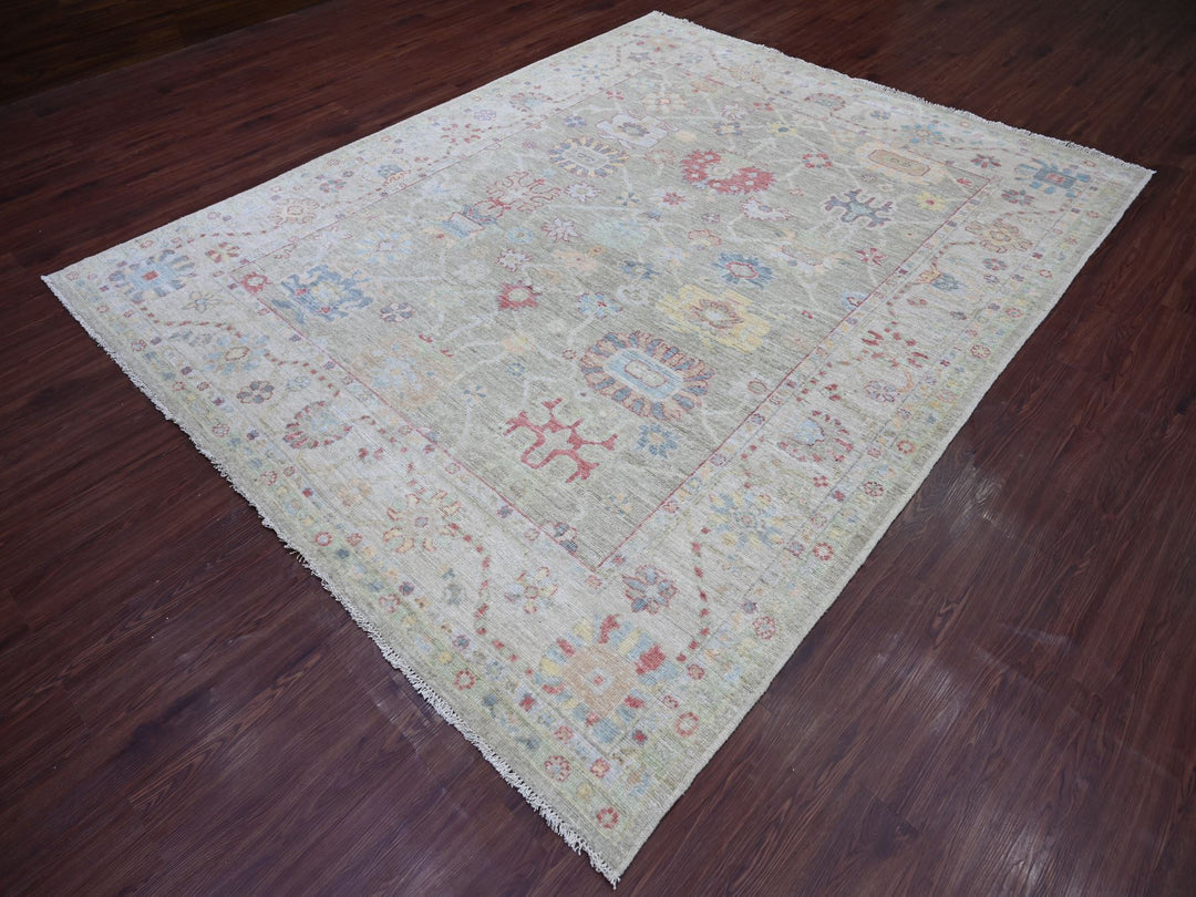 8'0" x 9'10" New Hand Knotted Green Wool Rectangle Oriental Rug - MOA10221610