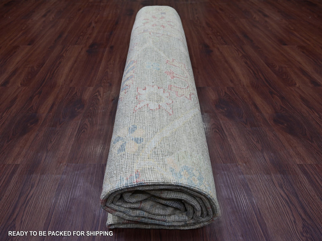 8'0" x 9'10" New Hand Knotted Green Wool Rectangle Oriental Rug - MOA10221610
