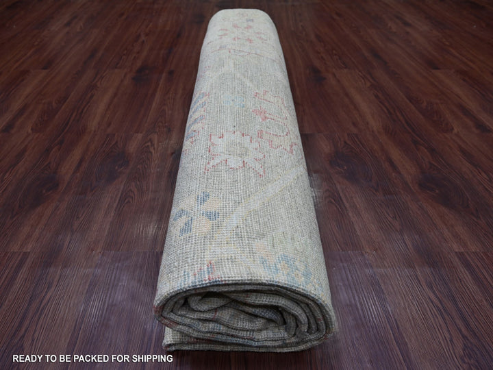 8'0" x 9'10" New Hand Knotted Green Wool Rectangle Oriental Rug - MOA10221610