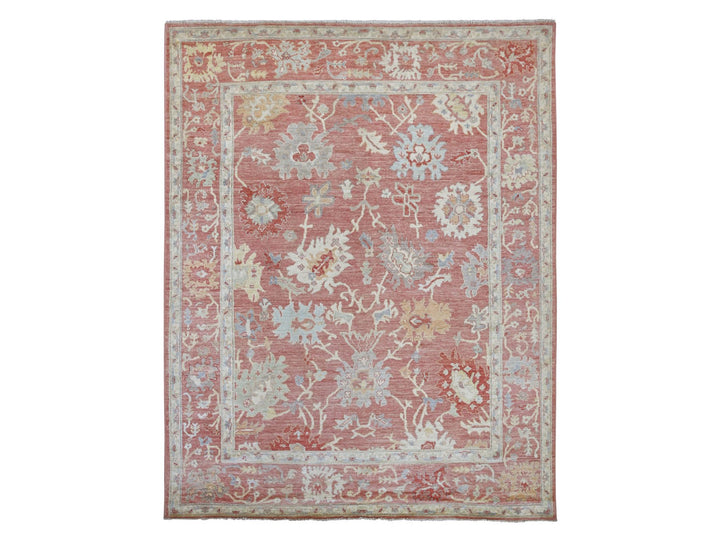 8'0" x 10'2" New Hand Knotted Pink Wool Rectangle Oriental Rug - MOA10221611