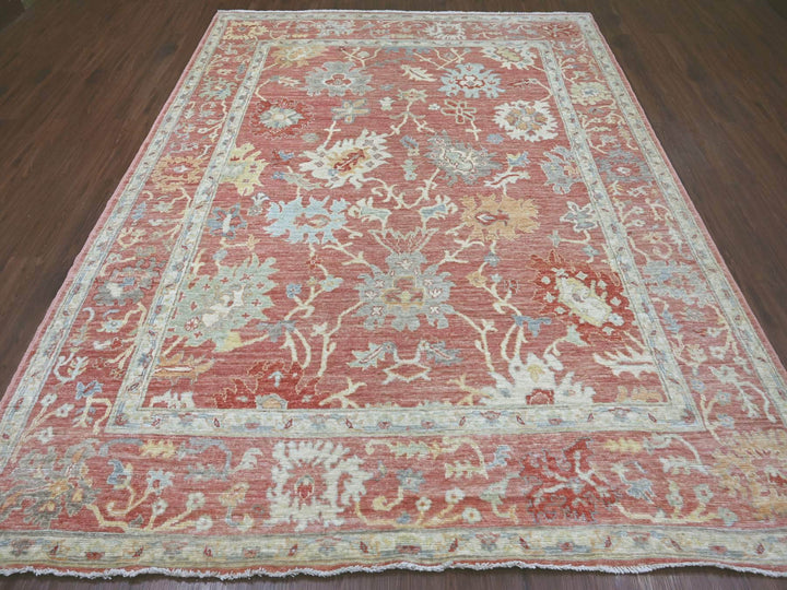 8'0" x 10'2" New Hand Knotted Pink Wool Rectangle Oriental Rug - MOA10221611