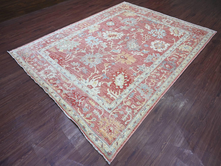 8'0" x 10'2" New Hand Knotted Pink Wool Rectangle Oriental Rug - MOA10221611