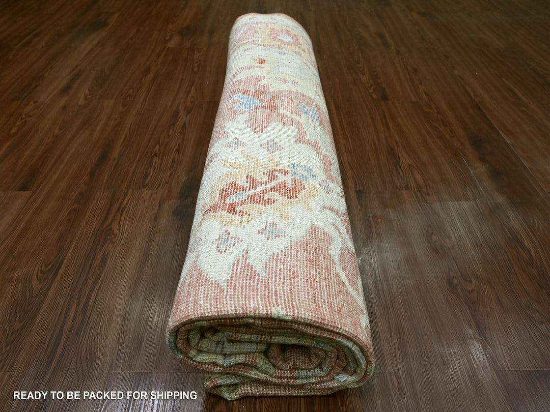 8'0" x 10'2" New Hand Knotted Pink Wool Rectangle Oriental Rug - MOA10221611